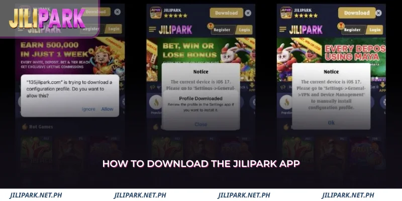 quick instructions to get the jilpark app on your device