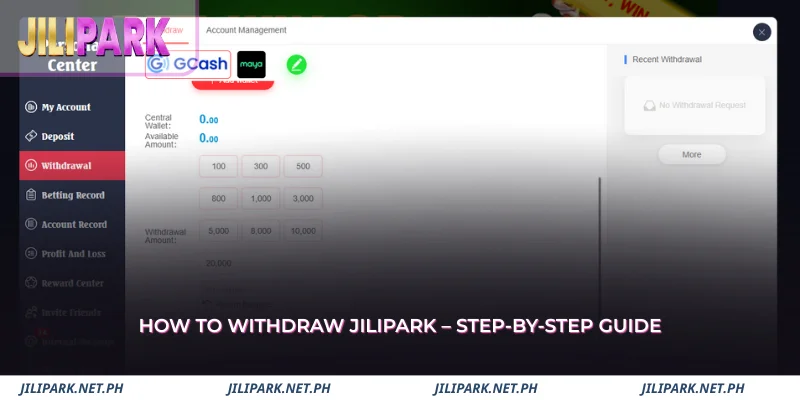 step by step process to withdraw funds from jilpark